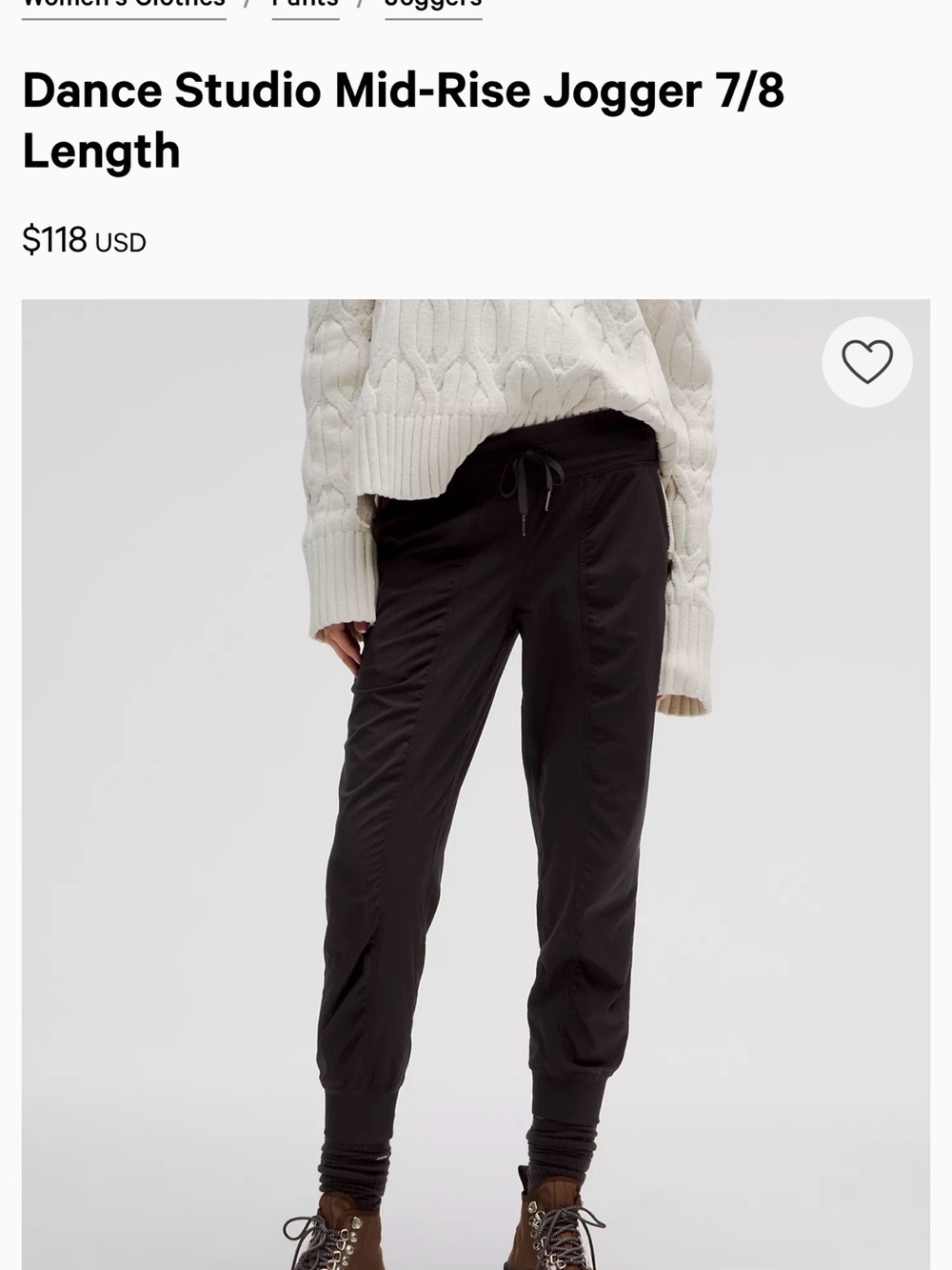 Lululemon Dance Studio Mid-Rise Jogger 7/8 Length